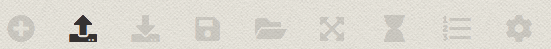 Gramarye Writer: Toolbar, upload icon prominent